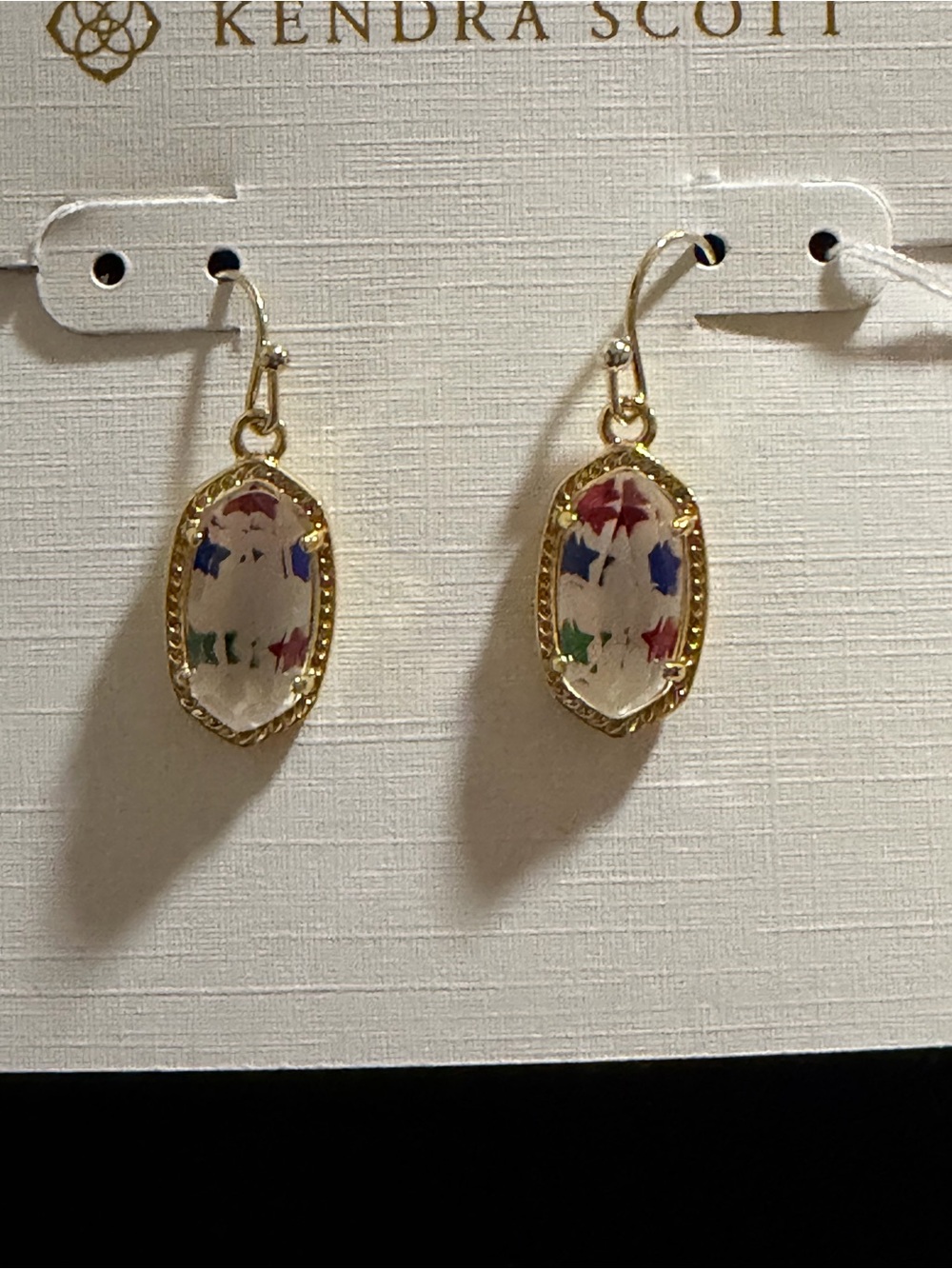 Kendra Scott Gold Elisa Drop Earrings with Multicolor Star Confetti